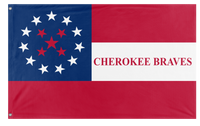 A mockup of the custom flag '1st Cherokee Mounted Rifles Flag' on a white background