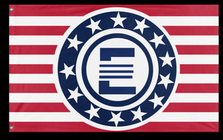 A mockup of the custom flag 'Enclave MacAurthur' on a white background