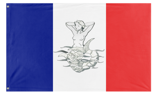 A mockup of the custom flag 'Belle Poule flag' on a white background