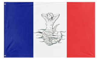A mockup of the custom flag 'Belle Poule flag' on a white background