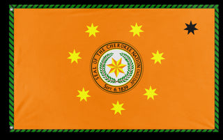 A mockup of the custom flag 'Cherokee Nation flag' on a white background