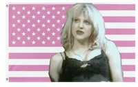 A mockup of the custom flag 'courtney love flag' on a white background