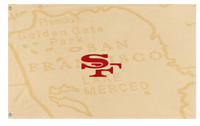 A mockup of the custom flag '9ers flag' on a white background