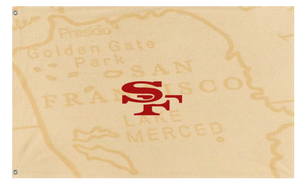 A mockup of the custom flag '9ers flag' on a white background