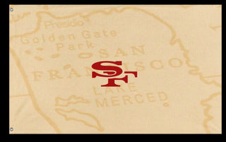 A mockup of the custom flag '9ers flag' on a white background