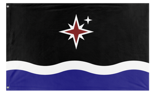 A mockup of the custom flag 'Grand Union of Grand Manan flag' on a white background