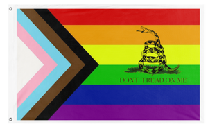 A mockup of the custom flag 'Gadsten Pride flag' on a white background