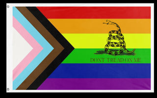 A mockup of the custom flag 'Gadsten Pride flag' on a white background