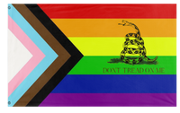 A mockup of the custom flag 'Gadsten Pride flag' on a white background