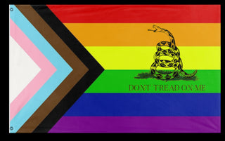 A mockup of the custom flag 'Gadsten Pride flag' on a white background