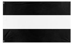 A mockup of the custom flag 'Black and White Striped Flag' on a white background