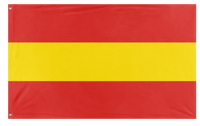 A mockup of the custom flag 'Red and Yellow Striped Flag' on a white background