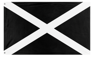 A mockup of the custom flag 'Racing Black and White Flag' on a white background
