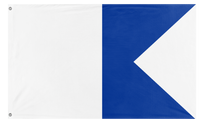 A mockup of the custom flag 'Alfa Signal Flag' on a white background