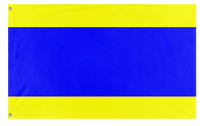 A mockup of the custom flag 'Delta Signal Fla flag' on a white background