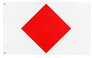 A mockup of the custom flag 'Foxtrot Signal Flag' on a white background