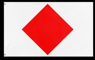 A mockup of the custom flag 'Foxtrot Signal Flag' on a white background