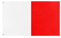 A mockup of the custom flag 'Hotel Signal Flag' on a white background
