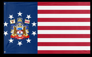 A mockup of the custom flag 'Kingdom of America flag' on a white background