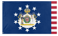 A mockup of the custom flag 'Kingdom of America Navy flag' on a white background