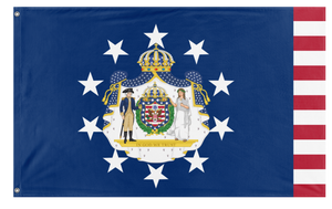 A mockup of the custom flag 'Kingdom of America Navy flag' on a white background