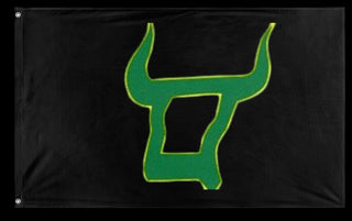 A mockup of the custom flag 'Quest flag' on a white background