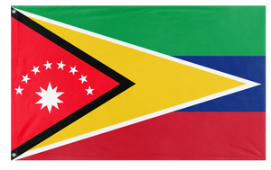 A mockup of the custom flag 'Venezuela Guyana Union flag' on a white background