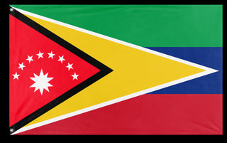 A mockup of the custom flag 'Venezuela Guyana Union flag' on a white background