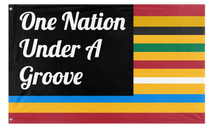 A mockup of the custom flag 'FUNKADELIC flag' on a white background