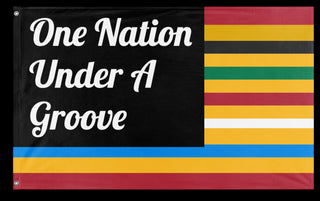 A mockup of the custom flag 'FUNKADELIC flag' on a white background