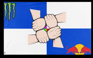 A mockup of the custom flag 'friend gc flag' on a white background