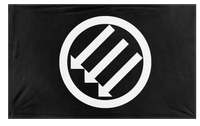 A mockup of the custom flag 'three flag' on a white background