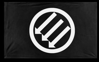 A mockup of the custom flag 'three flag' on a white background