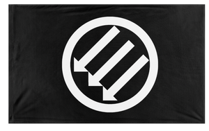 A mockup of the custom flag 'three flag' on a white background
