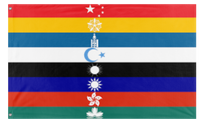 A mockup of the custom flag 'Peacefully Unified China  flag' on a white background