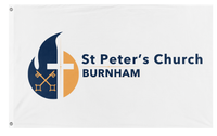 A mockup of the custom flag 'St Peters 2025  flag' on a white background