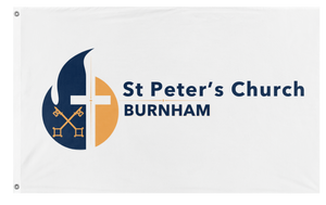 A mockup of the custom flag 'St Peters 2025  flag' on a white background