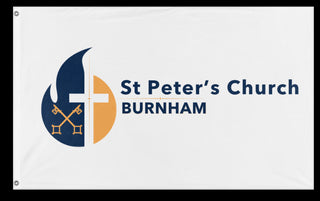 A mockup of the custom flag 'St Peters 2025  flag' on a white background