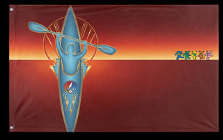 A mockup of the custom flag 'Kayak 1 With Bears flag' on a white background