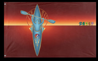 A mockup of the custom flag 'Kayak Flag 1 3 flag' on a white background