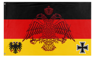 A mockup of the custom flag 'Historic Imperial German Flag' on a white background