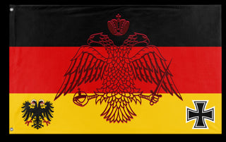 A mockup of the custom flag 'Historic Imperial German Flag' on a white background