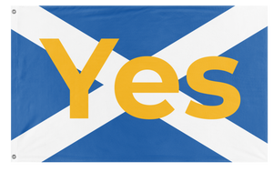 A mockup of the custom flag 'ScotlandYes flag' on a white background