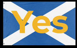 A mockup of the custom flag 'ScotlandYes flag' on a white background