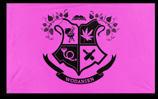 A mockup of the custom flag 'Wodanien flag' on a white background