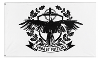 A mockup of the custom flag 'TERRA ET POTESTAS  flag' on a white background