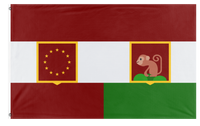 A mockup of the custom flag 'Alexandro-Ootica flag' on a white background