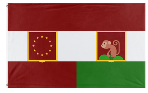 A mockup of the custom flag 'Alexandro-Ootica flag' on a white background