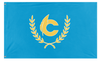 A mockup of the custom flag 'Center Club Sig Chi flag' on a white background