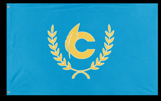 A mockup of the custom flag 'Center Club Sig Chi flag' on a white background